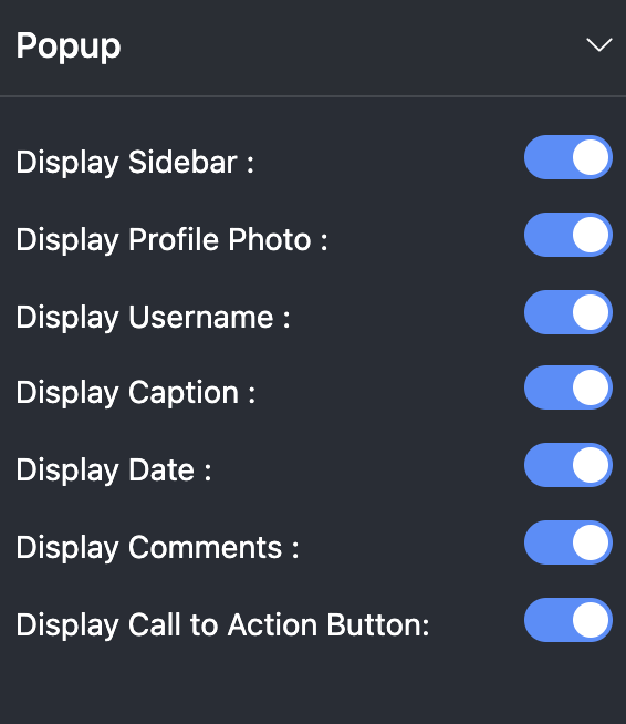 Popup settings