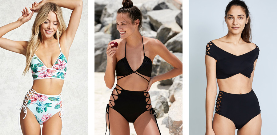 4 Swimwear with a high waist with lacing - the trend of the season