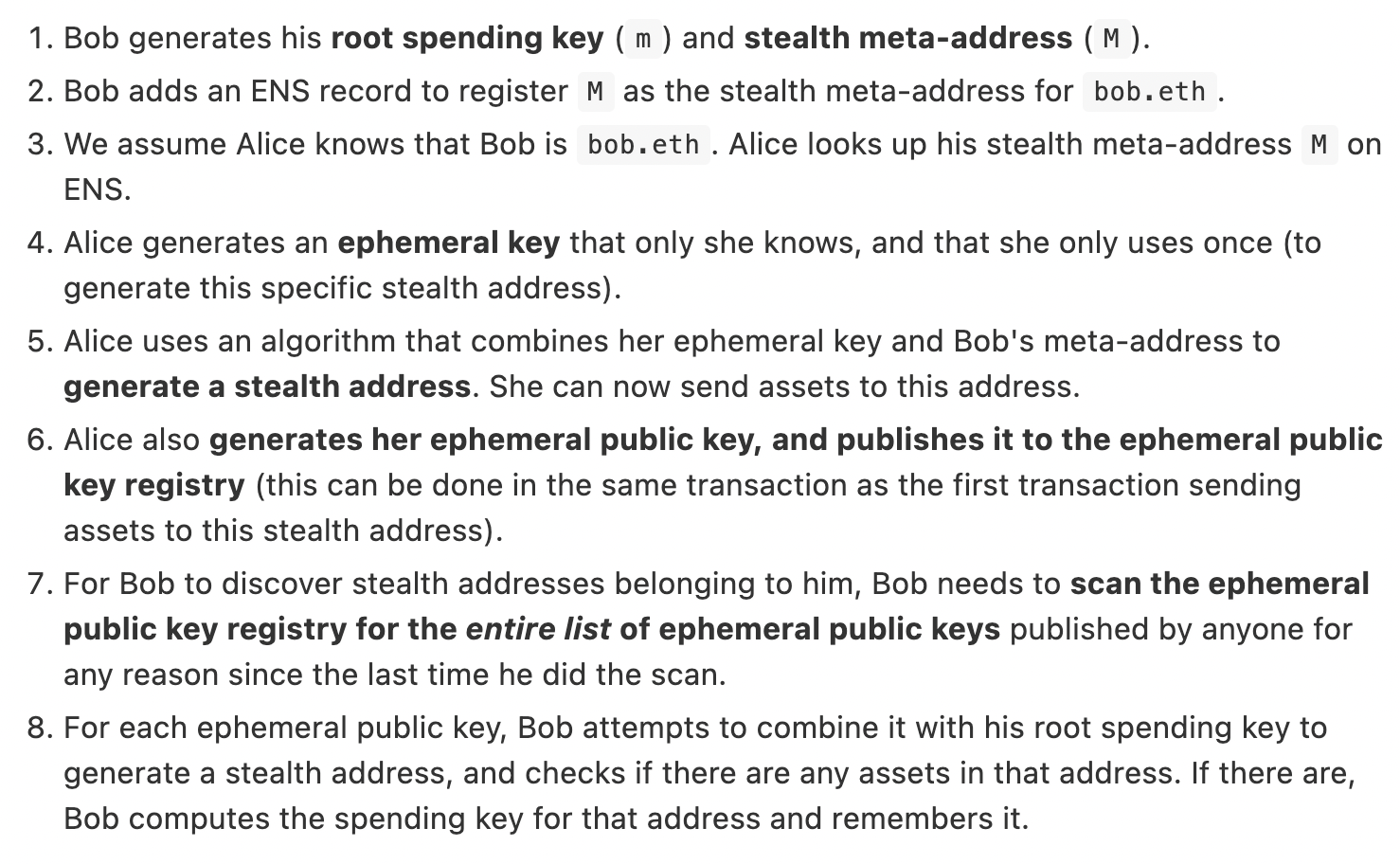 The workflow of stealth address system proposed by Vitalik Buterin