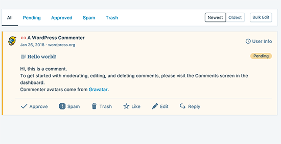 gerenciar comentários no aplicativo de desktop WordPress