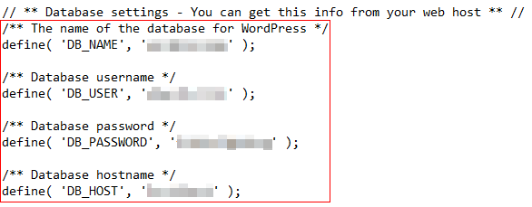 Editing the database information in the wp_config.php file.