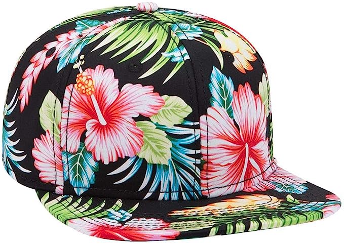 OTTO SNAP Hawaiian Pattern Square Flat Visor 6 Panel Pro Style Snapback Hat