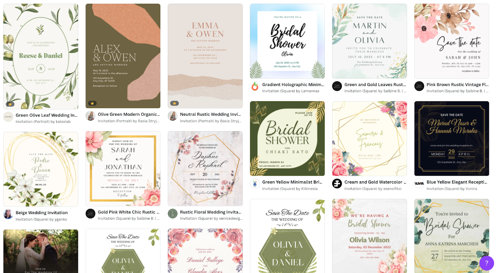 This image shows wedding planning templates