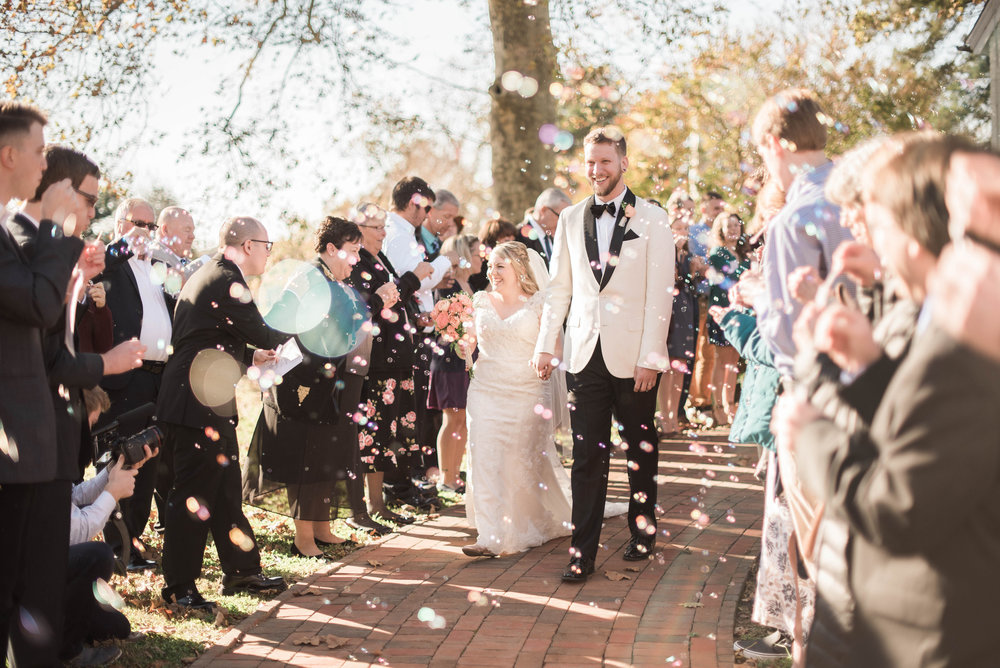 exit wedding reception bubbles