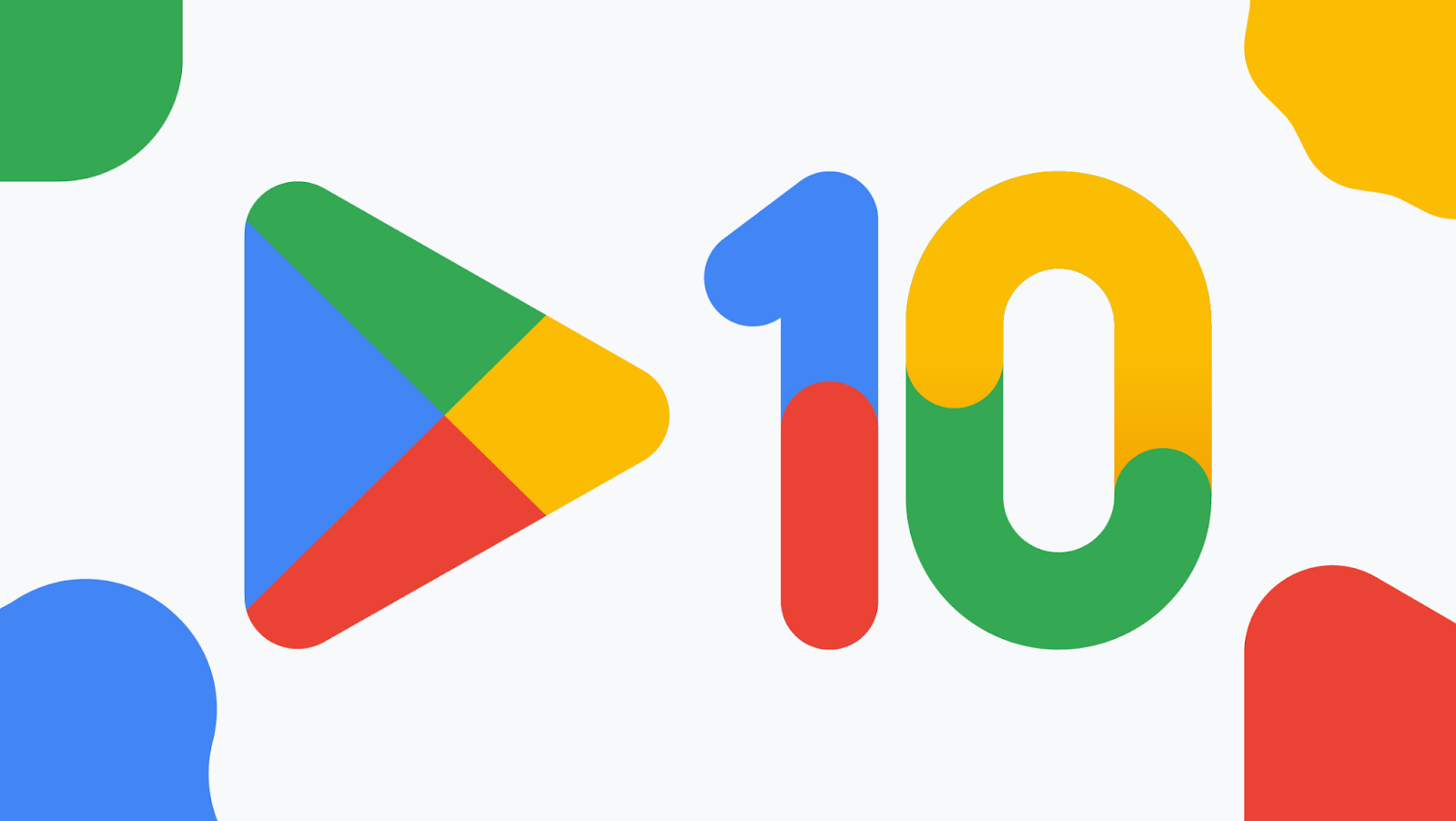 옆에 '10'이 표시된 Google Play 로고.