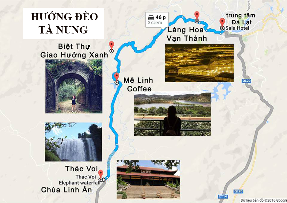 Bản đồ hướng dẫn đường đi đến Cafe Mê Linh Coffee Garden
