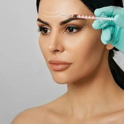 How Long Does Botox Last?: Picture of  lady with her doctor marking lines on her face  