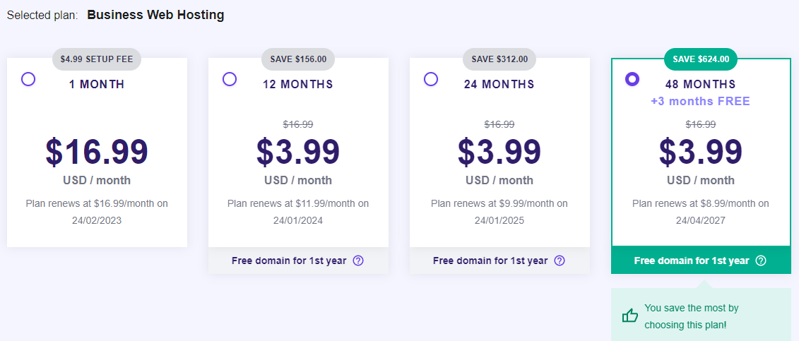 Hostinger Shared Hosting Pricing