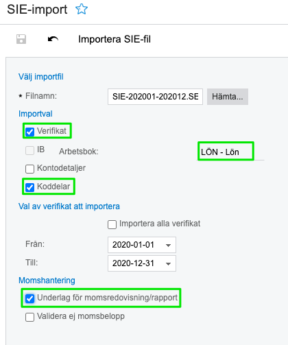 Hur importerar jag en SIE-fil lön till Visma.net? Steg 2