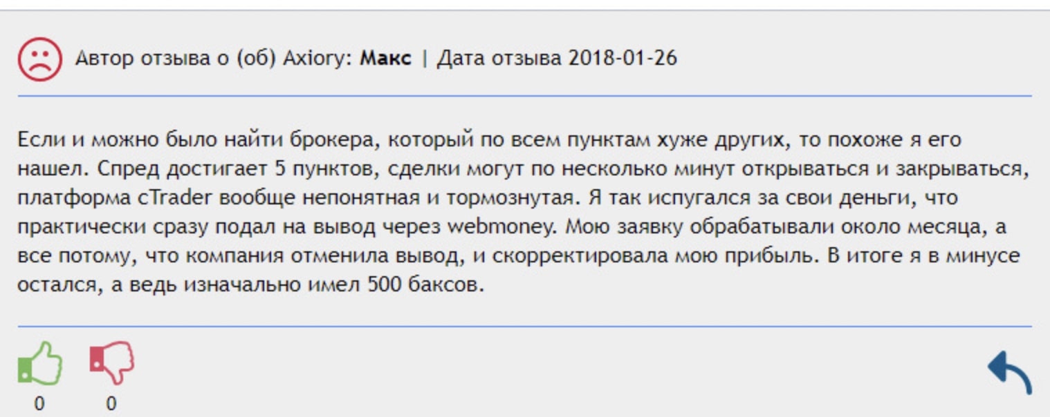 Axiory: отзывы об исполнении договоренностей, анализ сайта