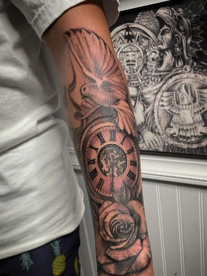Clock And Rose Tattoo Designs | Brilliant Ideas