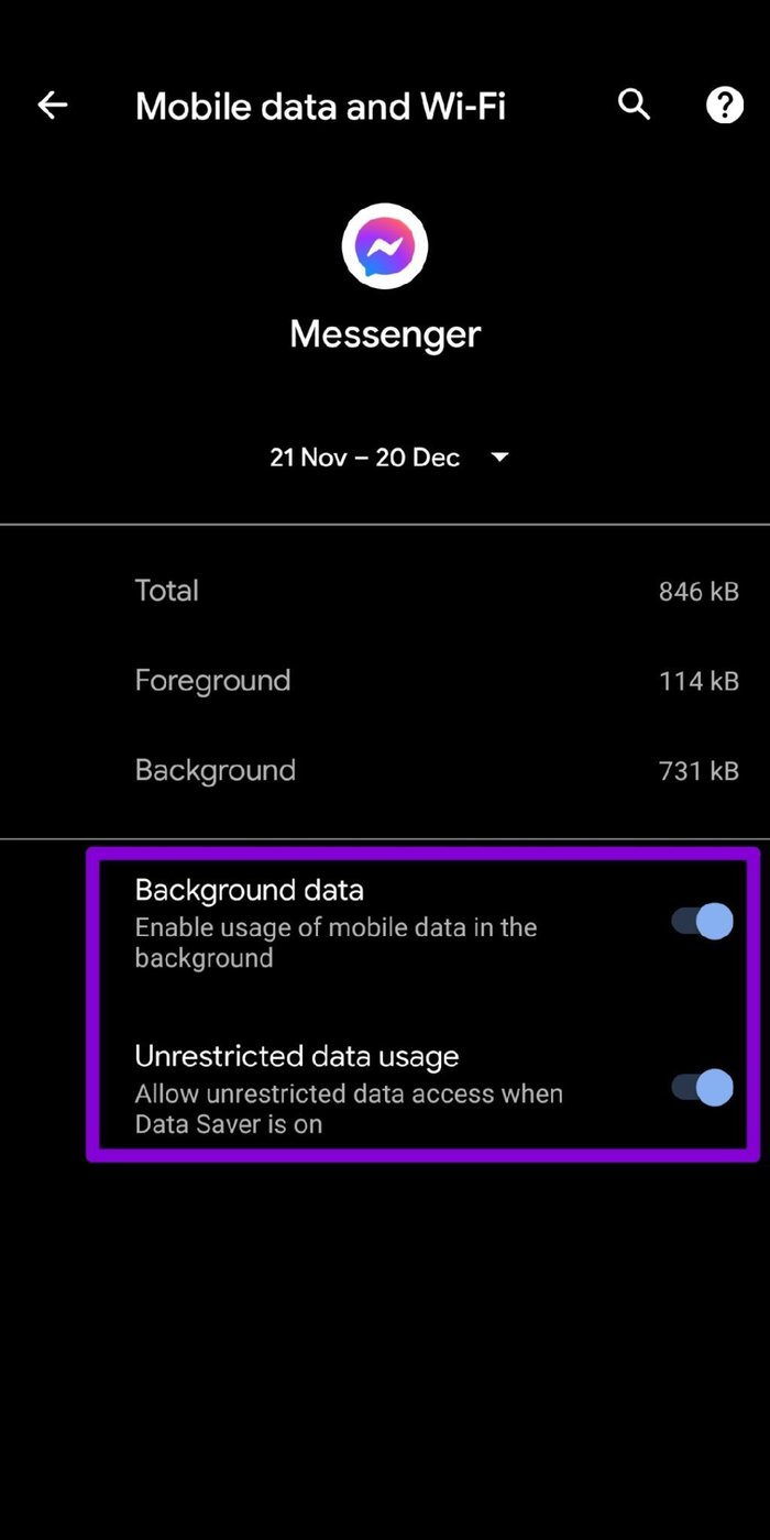 Enable App's Background Data
