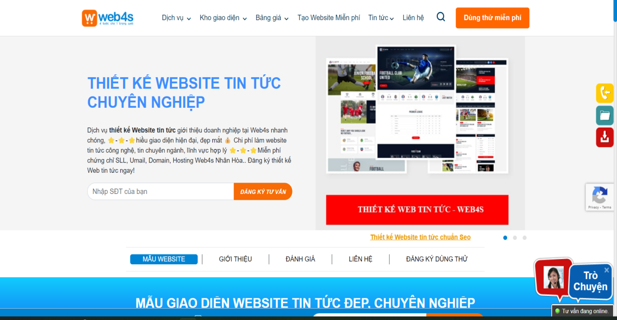 Thiết kế website tin tức lại web4s