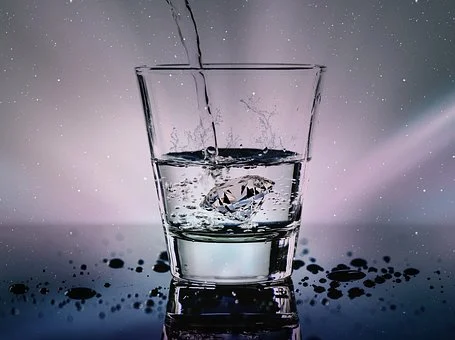 Glass of cold water and ice