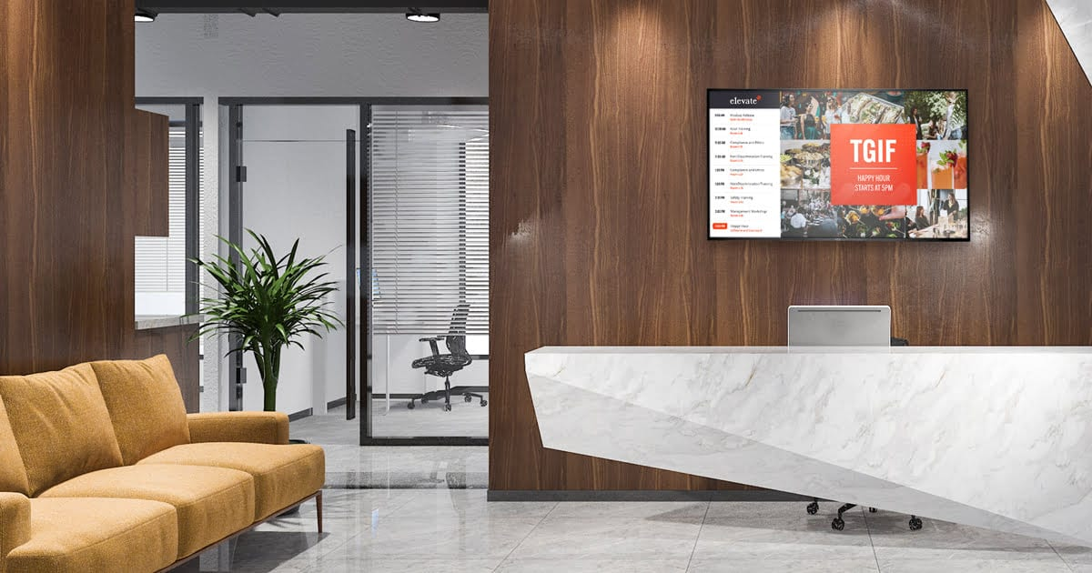 Corporate offices can benefit from digital signage too. Source: Kusoft