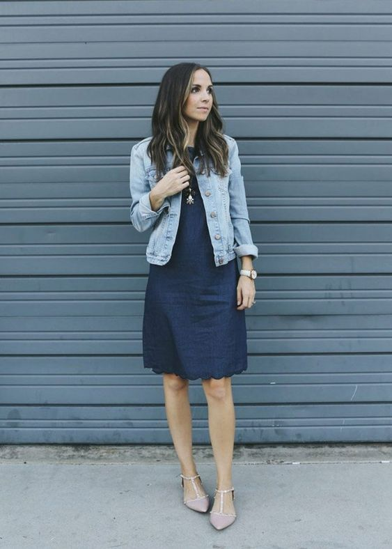 LAYER THE SHORT DRESS WITH A LEATHER OR DENIM JACKET