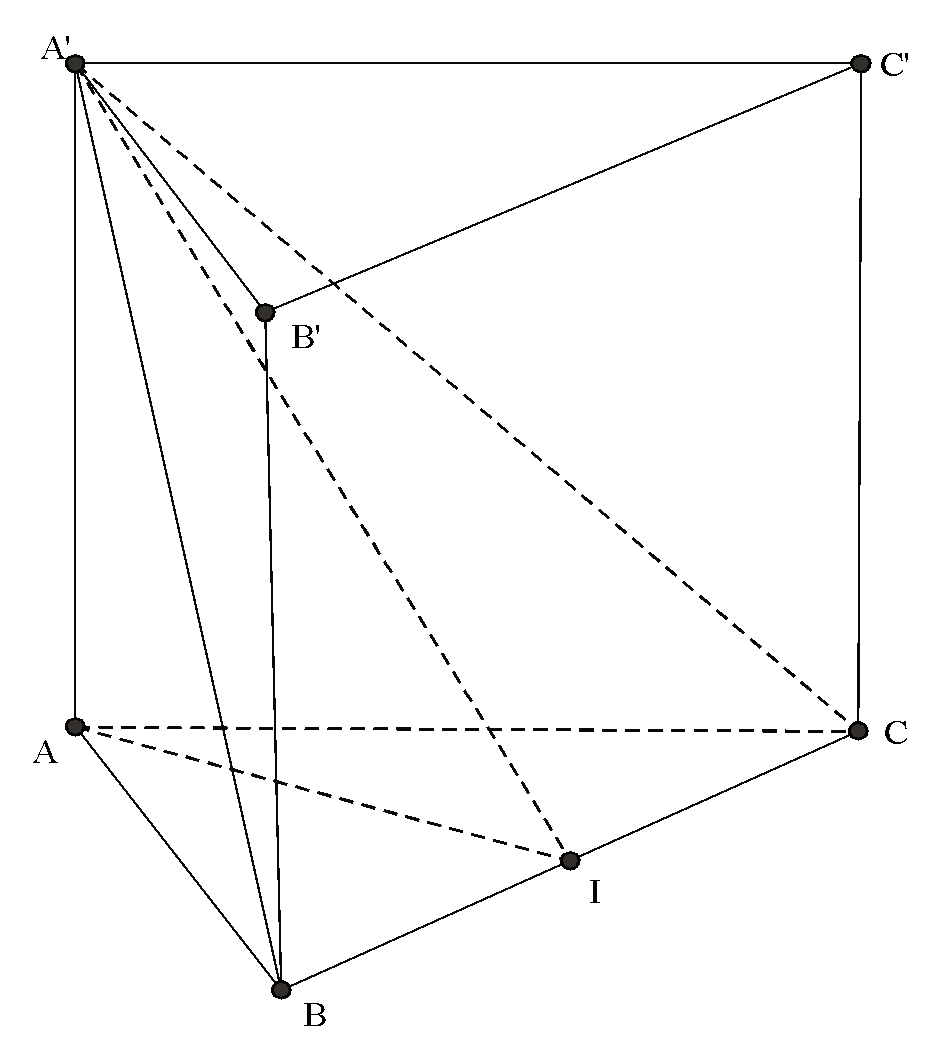 Cho khối lăng trụ đứng (ABC.A'B'C') có đáy là tam giác đều. Mặt phẳng (left( {A'BC} right)) tạo với đáy góc (30^circ ) và tam giác (A'BC) có diện tích bằng (8). Thể tích (V) của khối lăng trụ đã cho là</p> 1