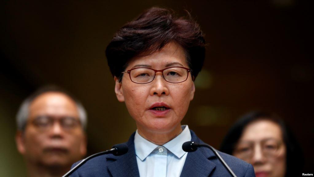 香港特首林郑月娥2019年7月22日在香港举行记者会。