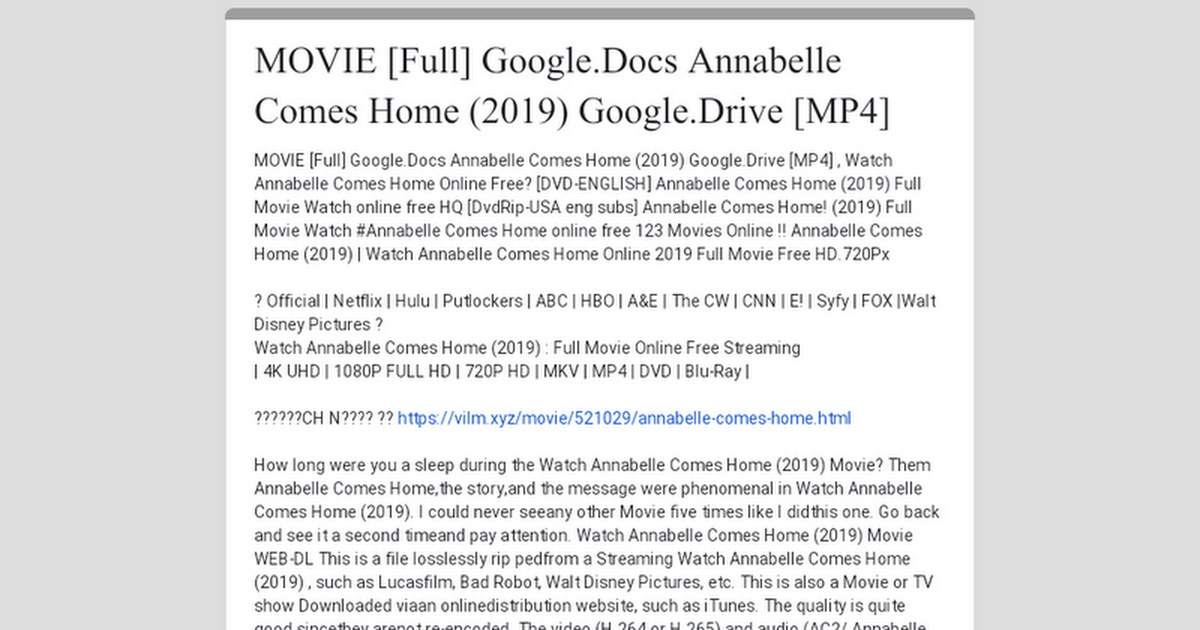 Movie Full Google Docs Annabelle Comes Home 19 Google Drive Mp4