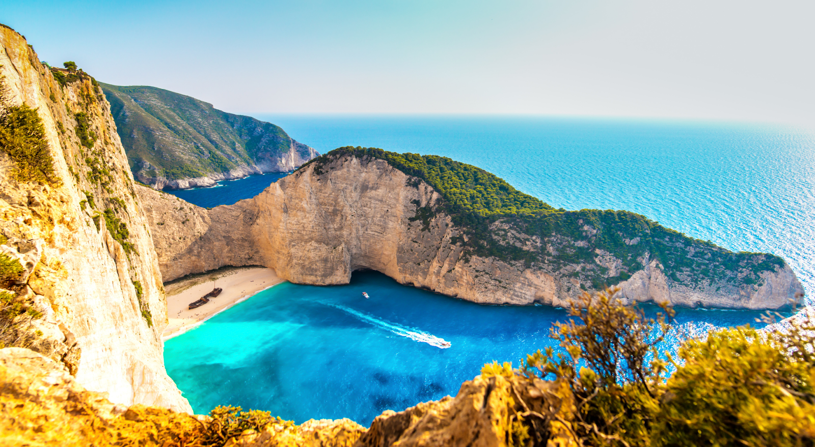 A to Z Bucket List - aerial view of Navagio Beach and shipwreck
