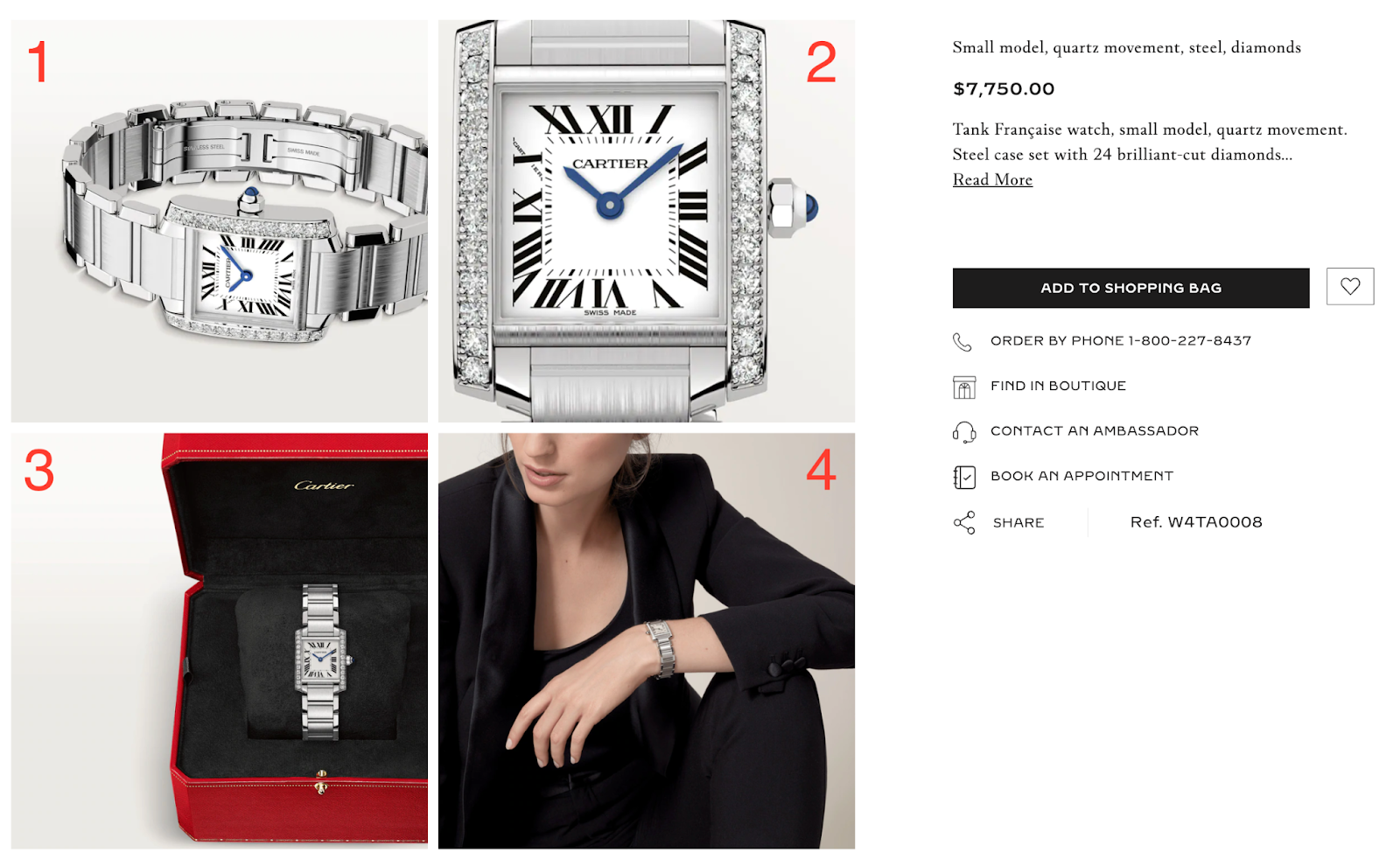 Example of a luxury watch product page.