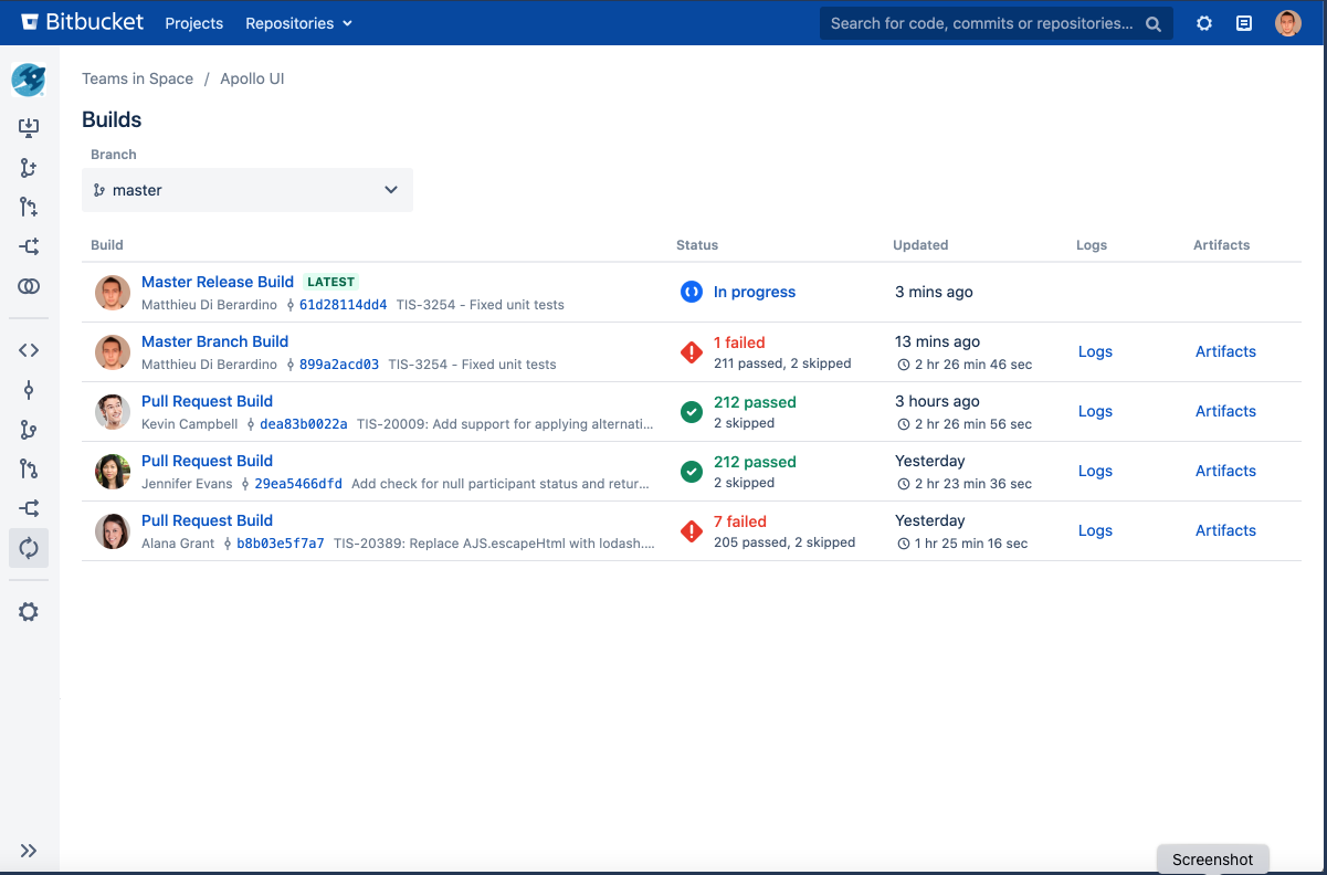 Screenshot of Bitbucket platform.
