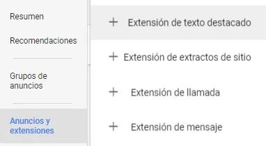 Cómo agregar extensiones texto destacado adwords Alfa