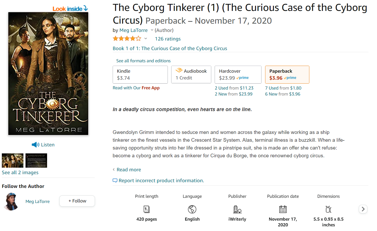 Screenshot Showing The Bestseller Rank Of The Cyborg Tinkerer On Amazon