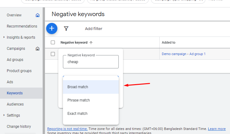 Negative keyword match types - Google shopping ads strategy