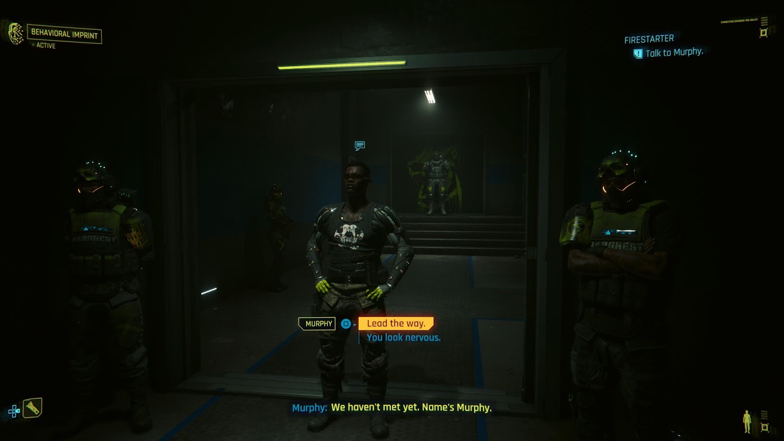 An in game image of character Murphy from the game Cyberpunk 2077.