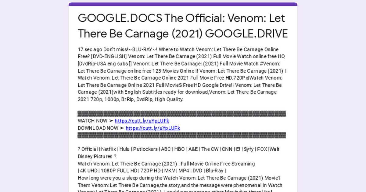 Googledocs The Official Venom Let There Be Carnage 2021 Googledrive