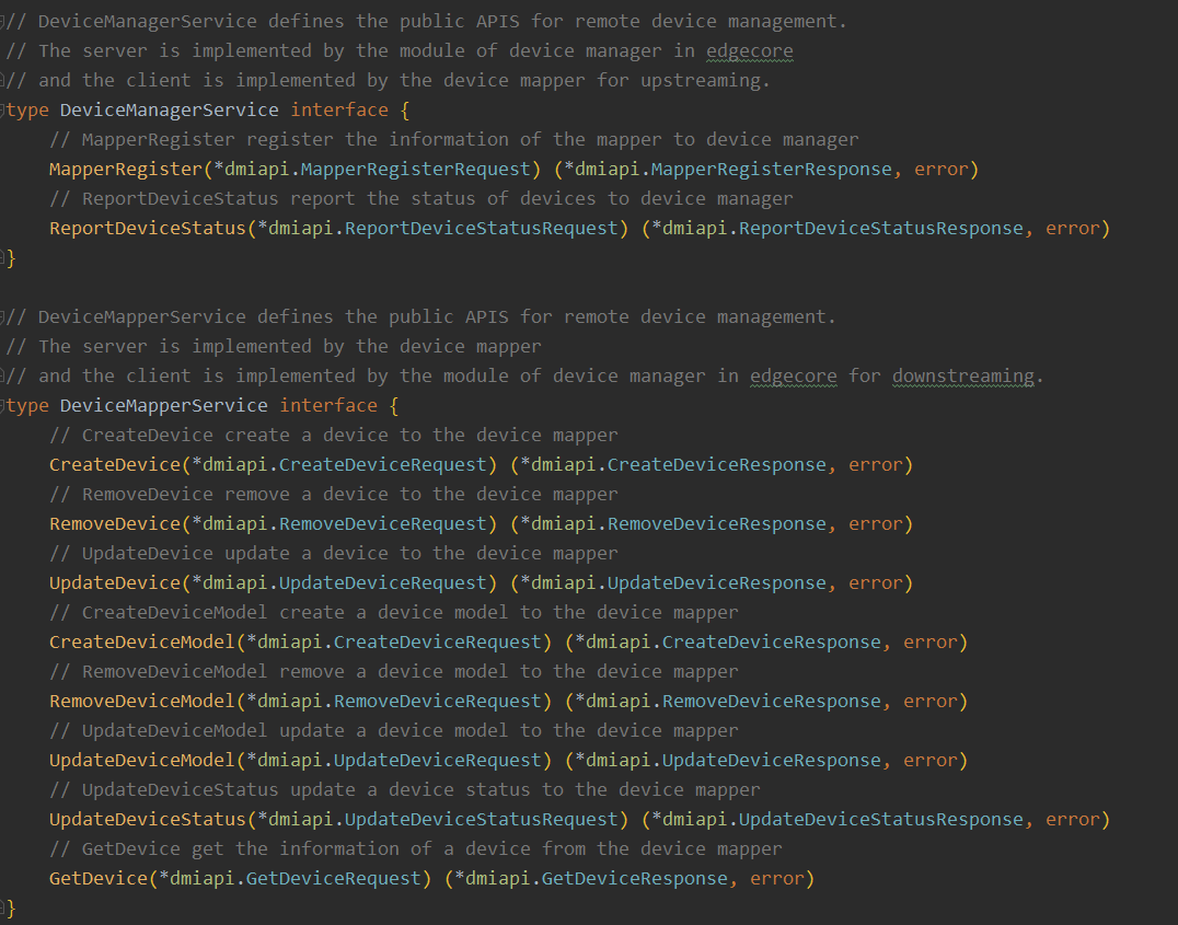Figure 6 Example definition of DMI device management API