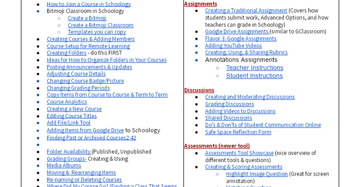 Schoology How-to Video Index