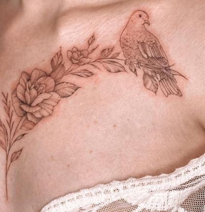 The Dove And Its Flowers 