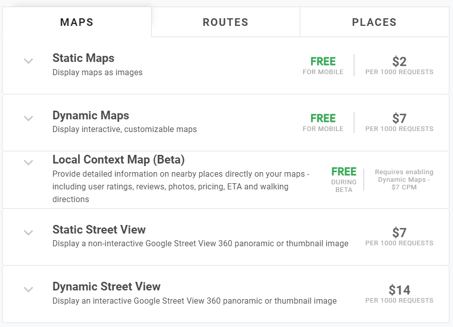 harga maps api