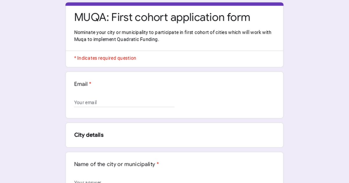 MUQA: First cohort application form