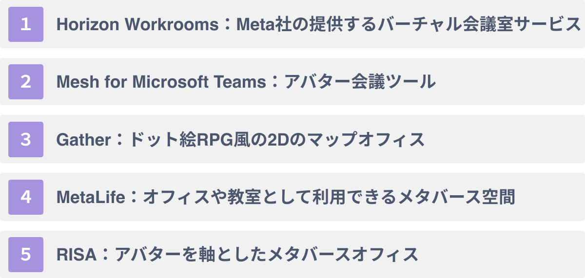 メタバースオフィスサービス５選