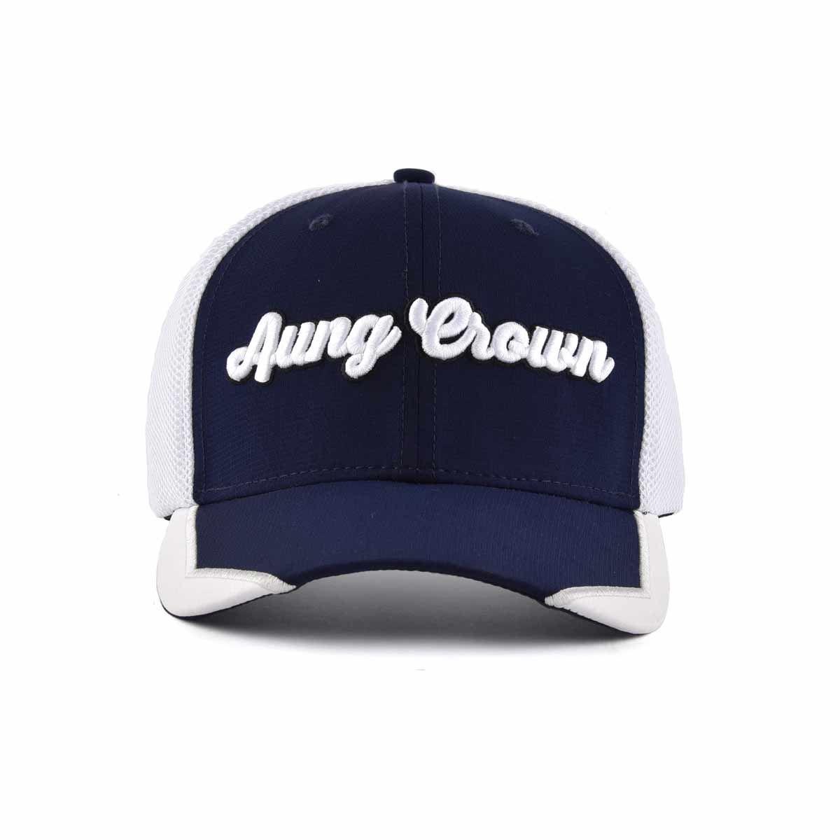 white and blue trucker hat