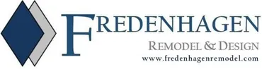 Fredenhagen Remodel & Design's logo in navy blue and gray text with two diamonds to the left.