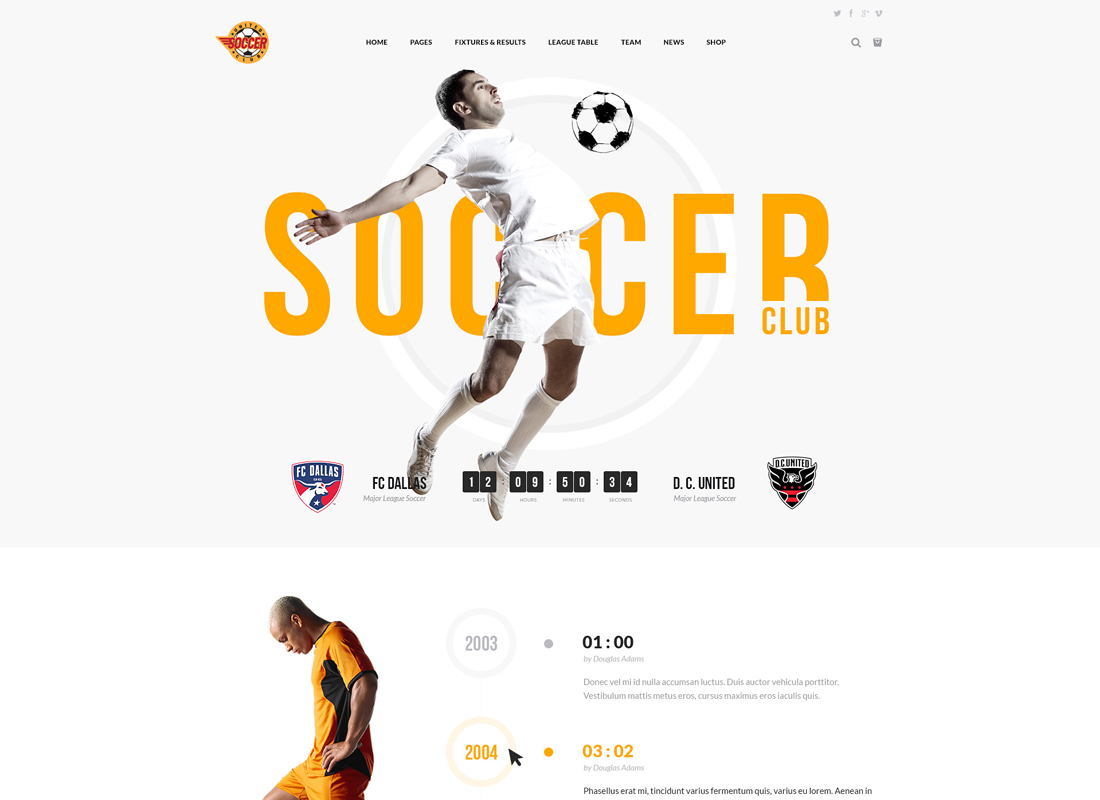 Club de fútbol |  Tema de WordPress para deportes