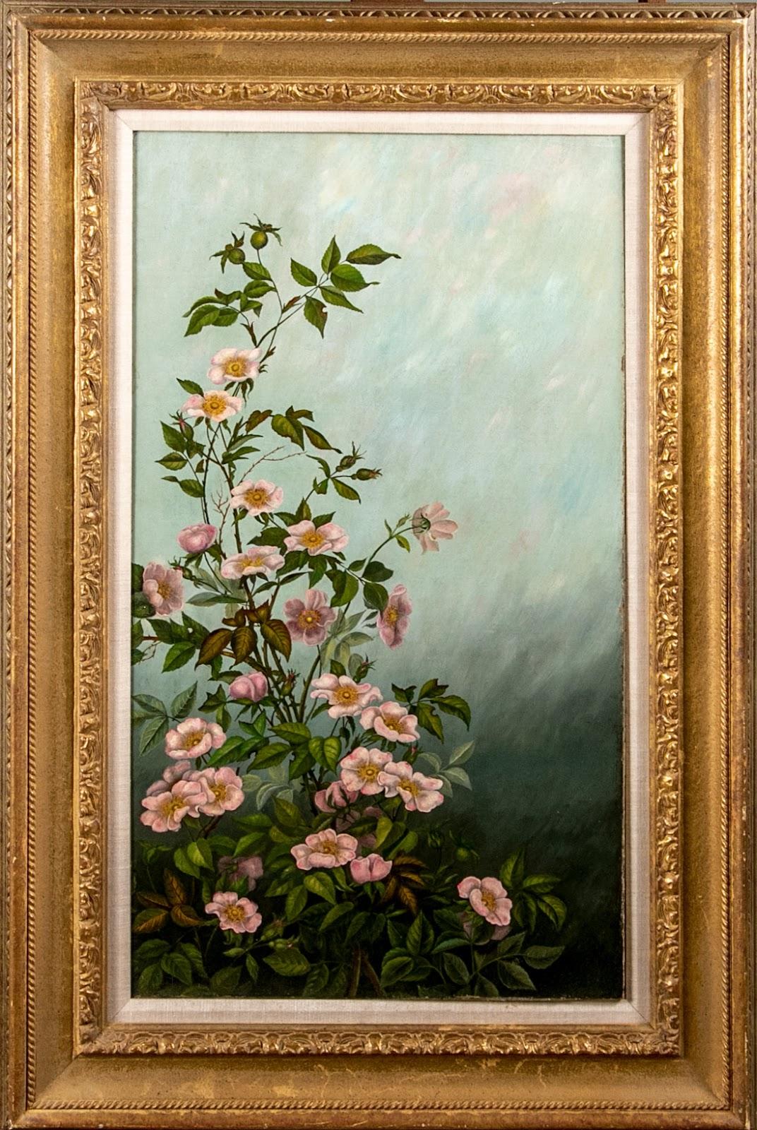 This lovely pink floral still-life is charming and classic.