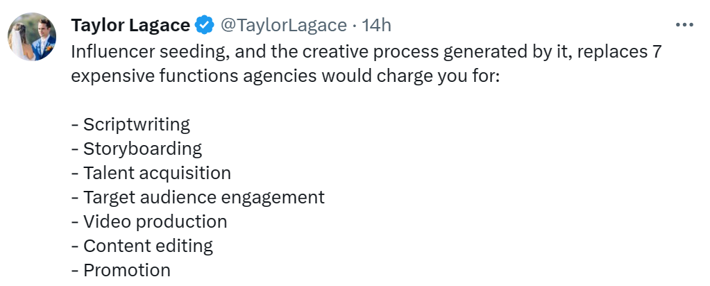 Taylor Lagace on influencer seeding 