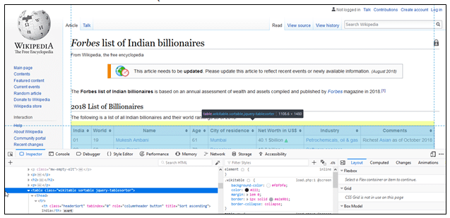 Página da WIkipédia 