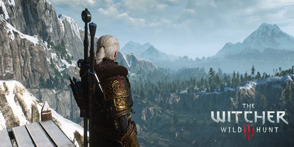 Geralt of Rivia standing and watching the horizon in The Witcher 3: Wild Hunt