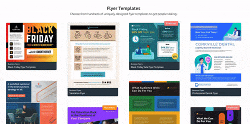 GIF of fundraiser flyer templates from Venngage