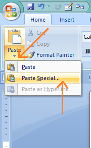 paste special command 