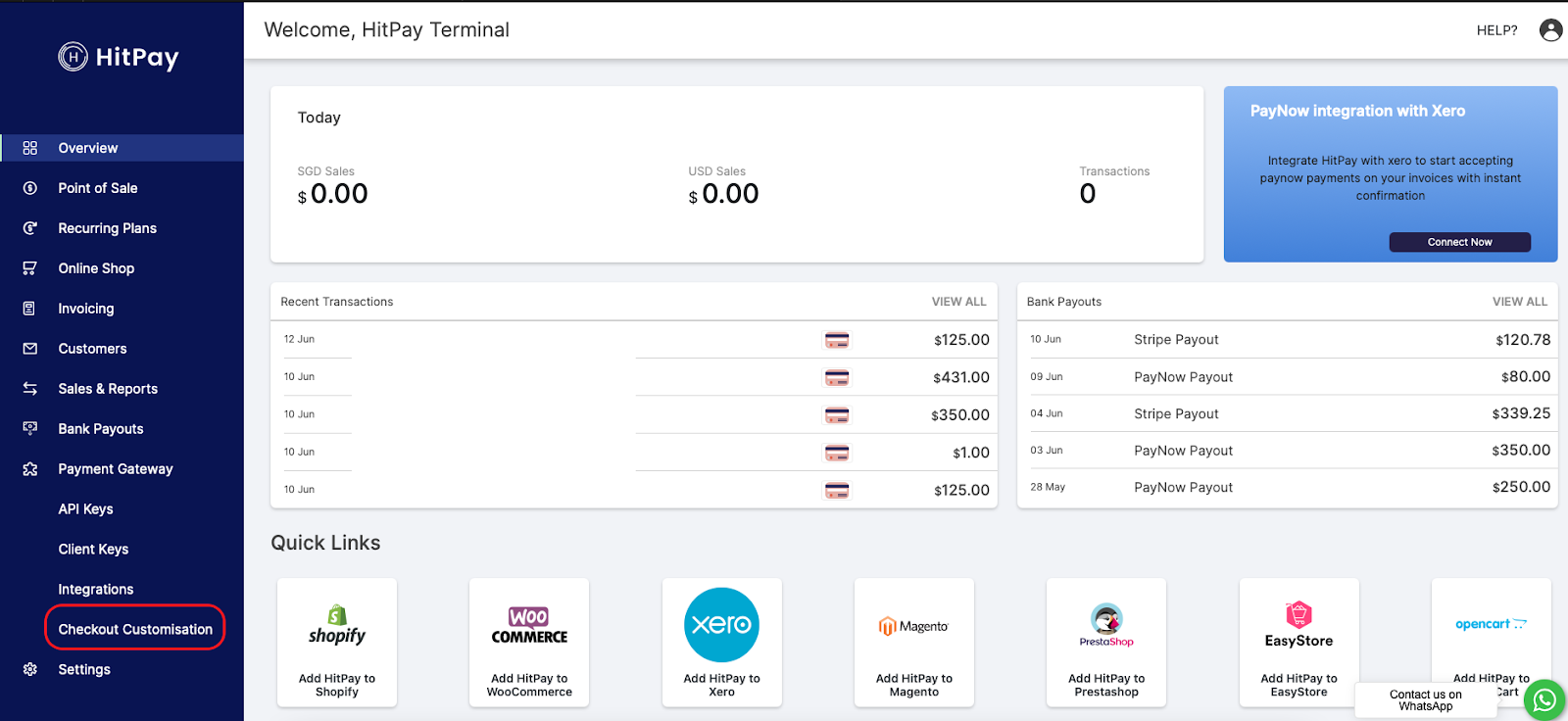 Where to find Checkout Customisation in the HitPay dashboard