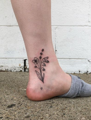 Cute Ankle Flower Lily Of The Valley Tattoo