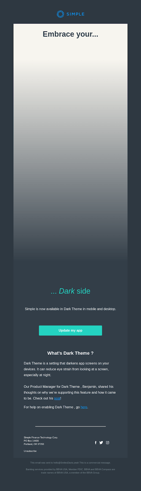 dark mode email