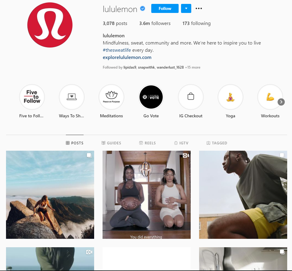 Best brands on Instagram: Lululemon